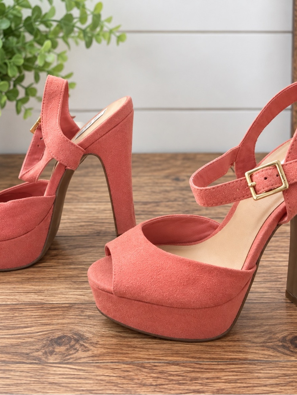 Olsenboye Coral Platform Peep-Toe Sandals with Ankle Strap